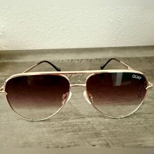 Quay High Key Gold Aviator Sunglasses Rex